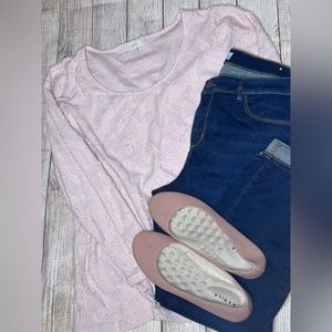 Loft - Blush color long sleeve blouse